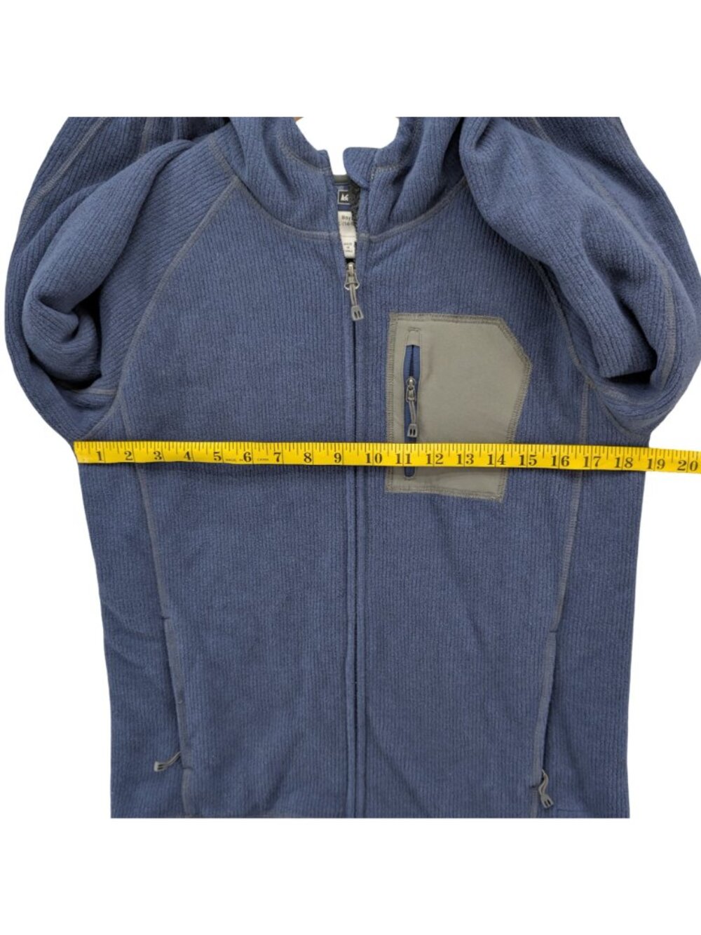 REI Hooded Jacket Boys Blue Fleece Lined Full Zip Pockets Size L 14-16 - Picture 7 of 9